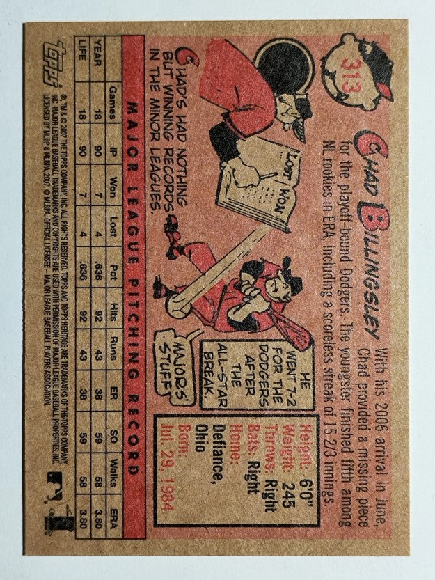 2007 Topps Heritage #313 Chad Billingsley