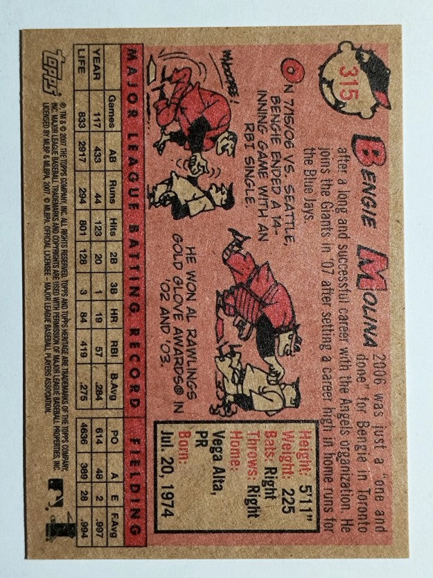 2007 Topps Heritage #315 Bengie Molina