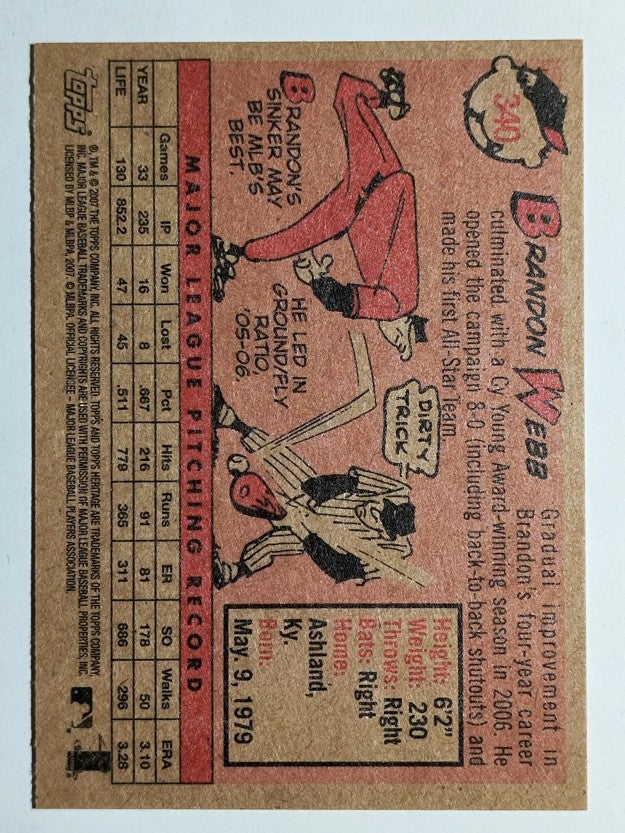2007 Topps Heritage #340 Brandon Webb