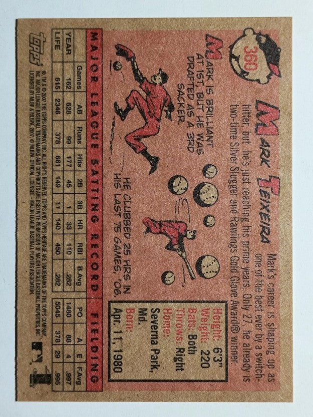 2007 Topps Heritage #360 Mark Teixeira