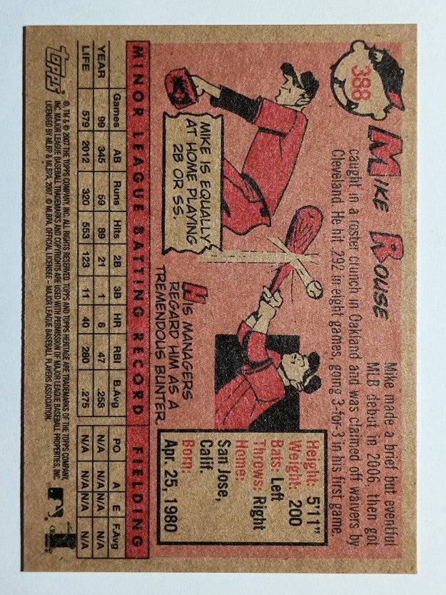 2007 Topps Heritage #388 Mike Rouse