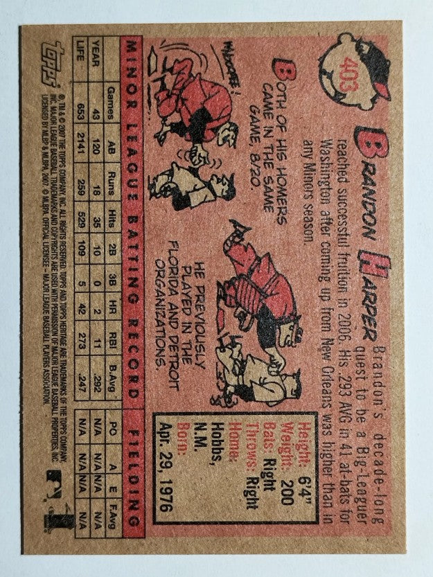 2007 Topps Heritage #403 Brandon Harper