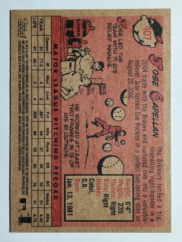 2007 Topps Heritage #407 Jose Capellan