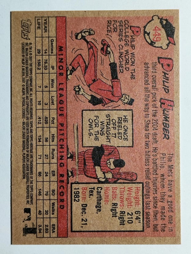 2007 Topps Heritage #449 Philip Humber