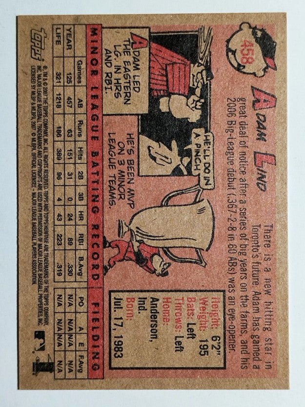 2007 Topps Heritage #458 Adam Lind