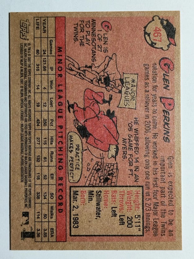 2007 Topps Heritage #467 Glen Perkins