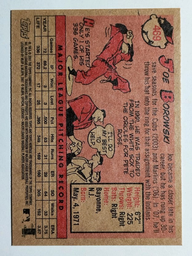2007 Topps Heritage #469 Joe Borowski