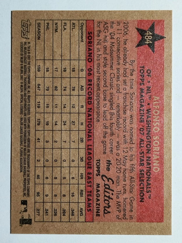 2007 Topps Heritage #484 Alfonso Soriano AS