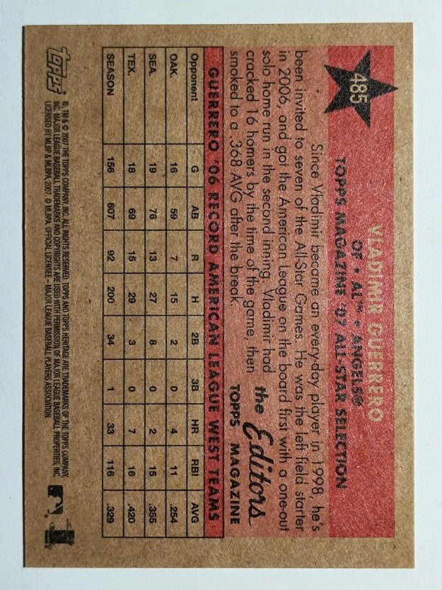 2007 Topps Heritage #485 Vladimir Guerrero AS