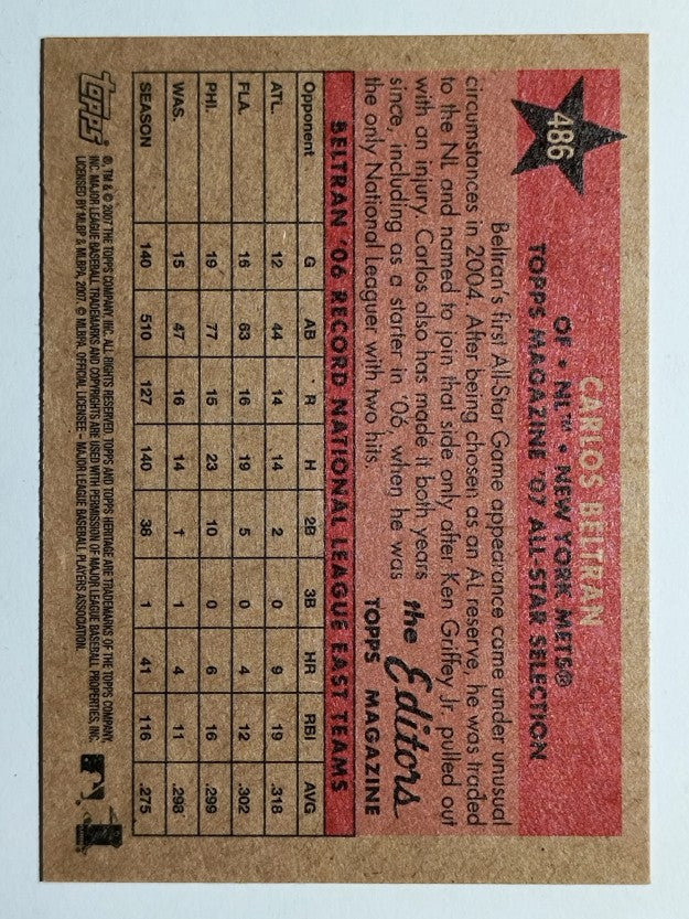 2007 Topps Heritage #486 Carlos Beltran AS