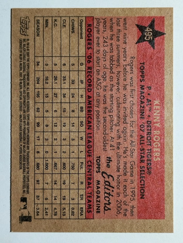 2007 Topps Heritage #495 Kenny Rogers AS