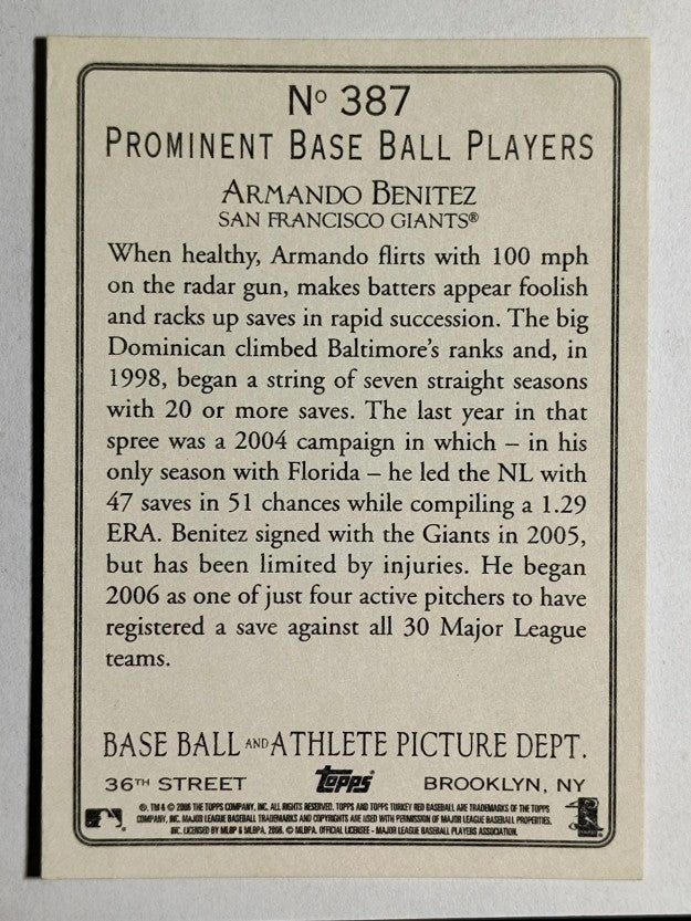 2006 Topps Turkey Red #387 Armando Benitez