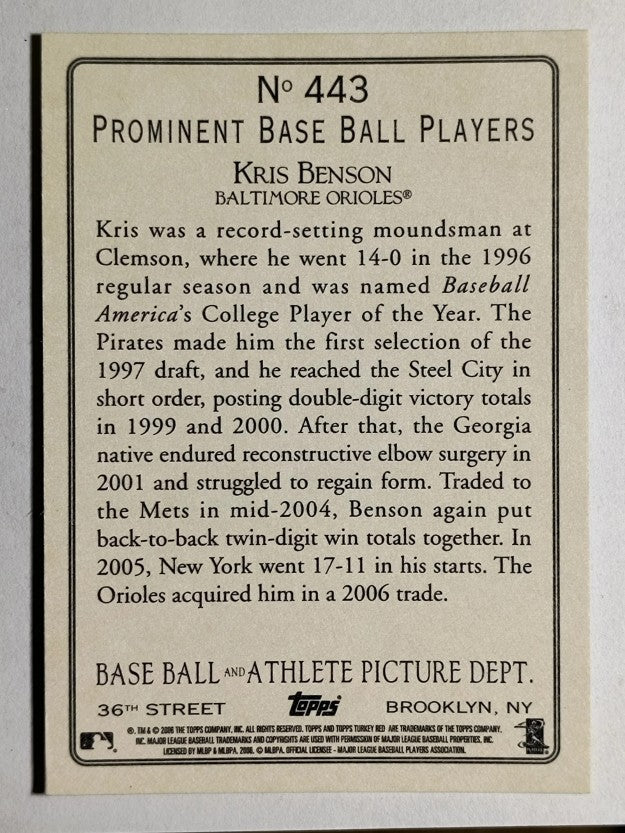 2006 Topps Turkey Red #443 Kris Benson