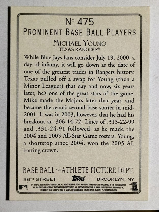 2006 Topps Turkey Red #475 Michael Young