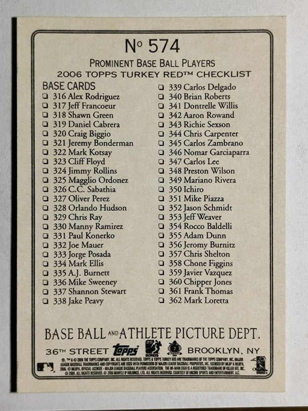 2006 Topps Turkey Red #574 Breaking Up Two CL