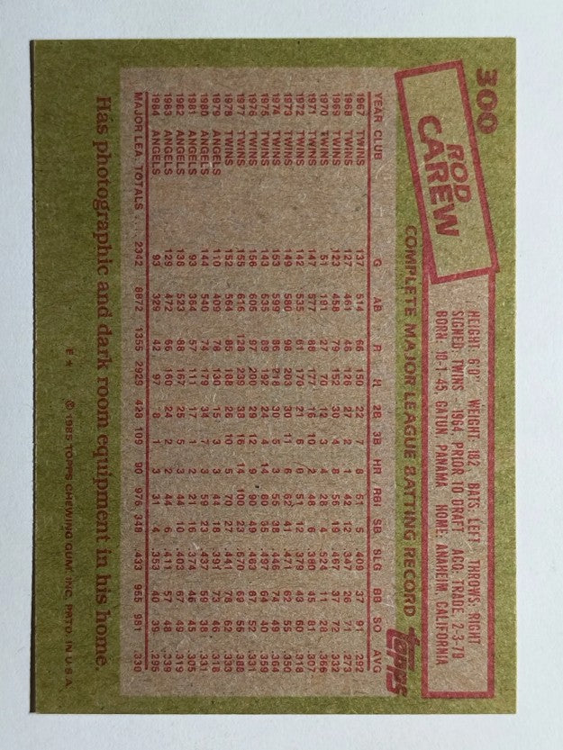1985 Topps #300 Rod Carew
