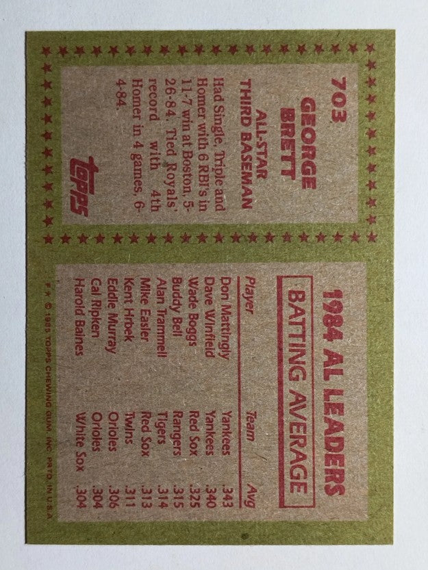 1985 Topps #703 George Brett AS