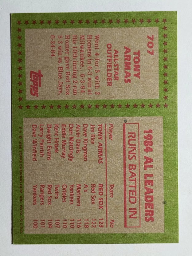 1985 Topps #707 Tony Armas AS