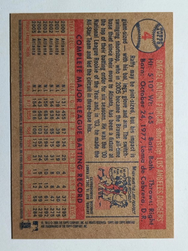 2006 Topps Heritage #4 Rafael Furcal