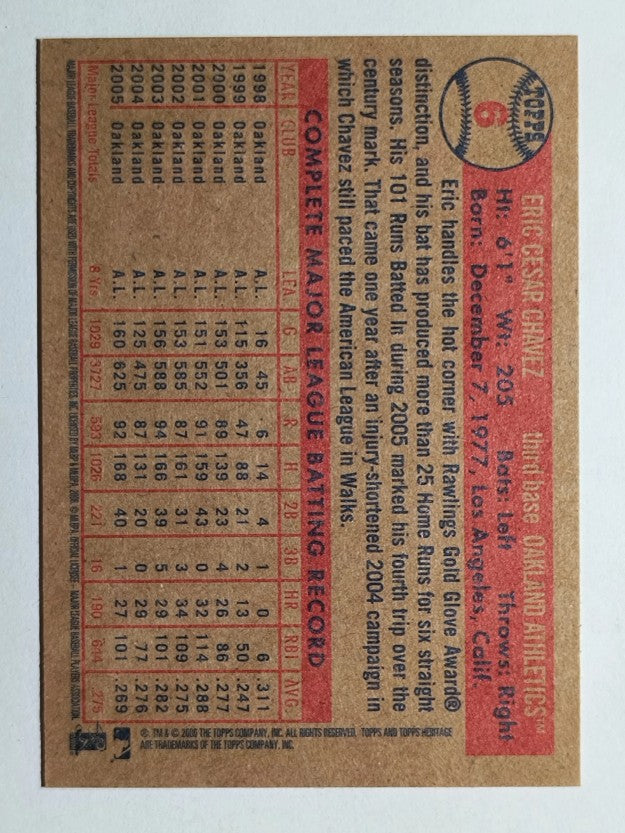 2006 Topps Heritage #6 Eric Chavez