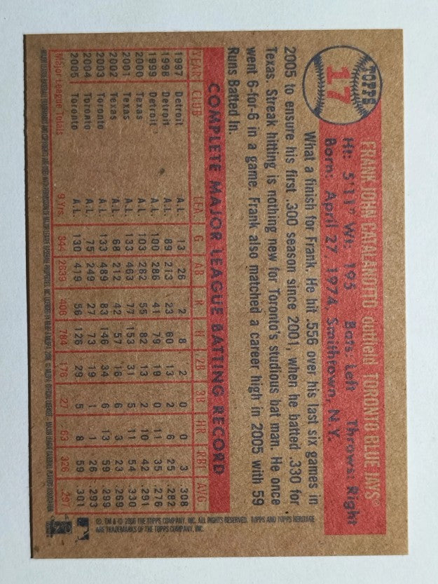 2006 Topps Heritage #17 Frank Catalanotto