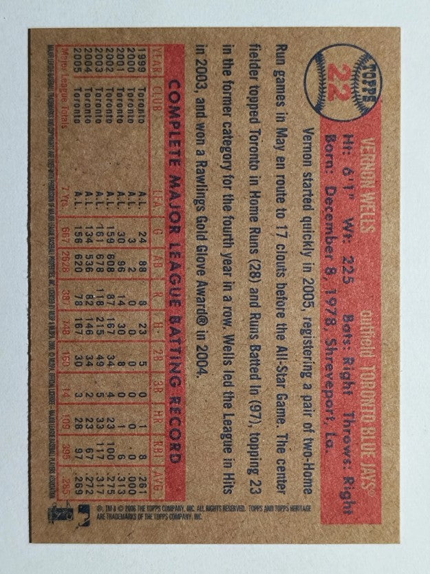 2006 Topps Heritage #22 Vernon Wells