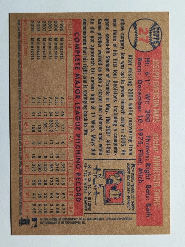 2006 Topps Heritage #27 Joe Mays