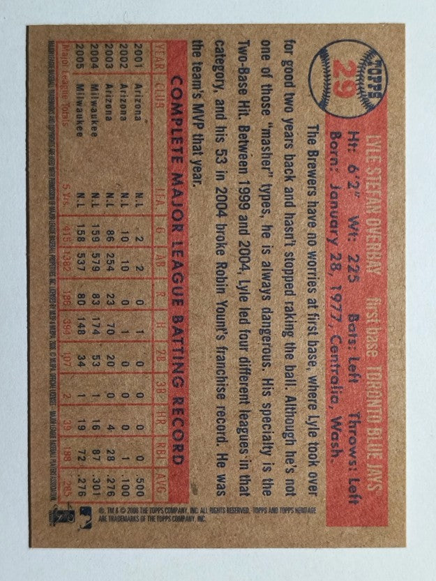 2006 Topps Heritage #29 Lyle Overbay