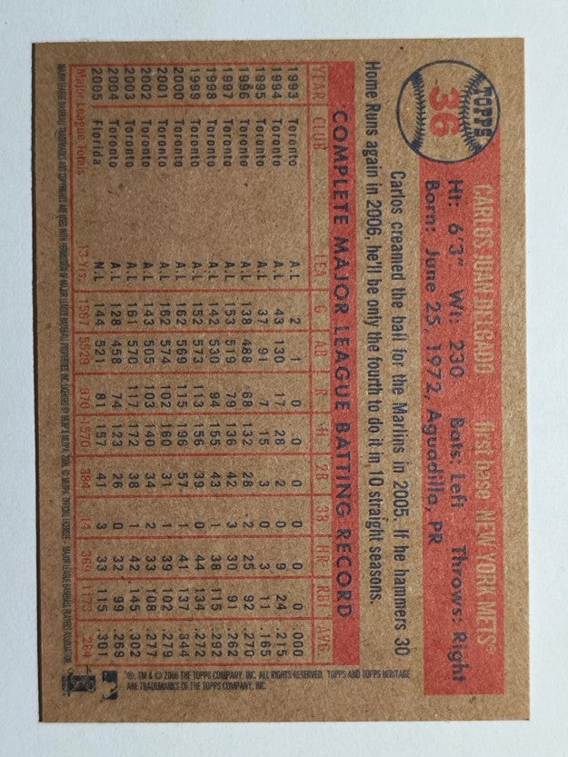 2006 Topps Heritage #36 Carlos Delgado