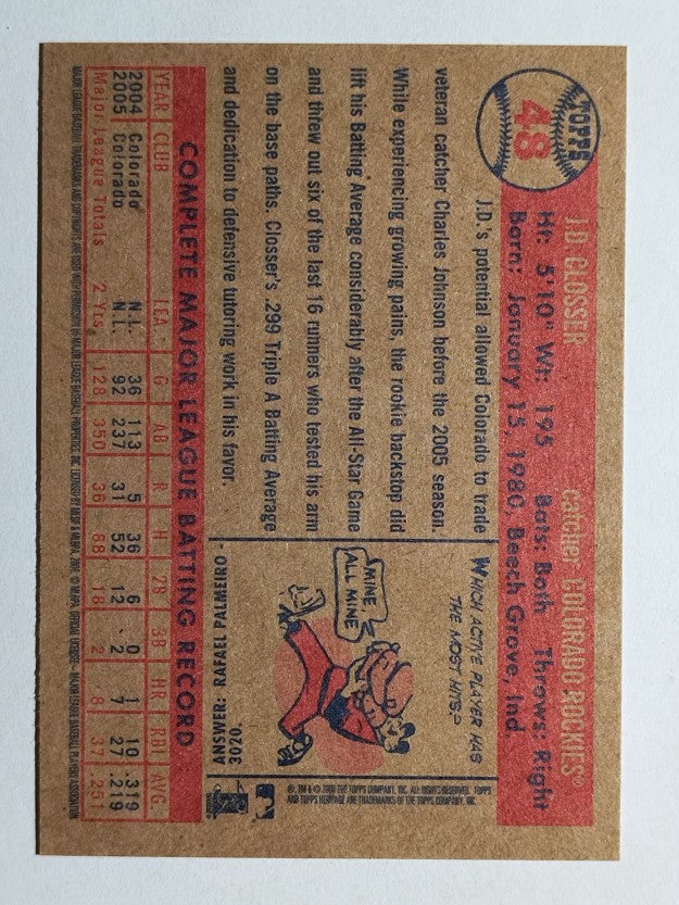 2006 Topps Heritage #48 J.D. Closser