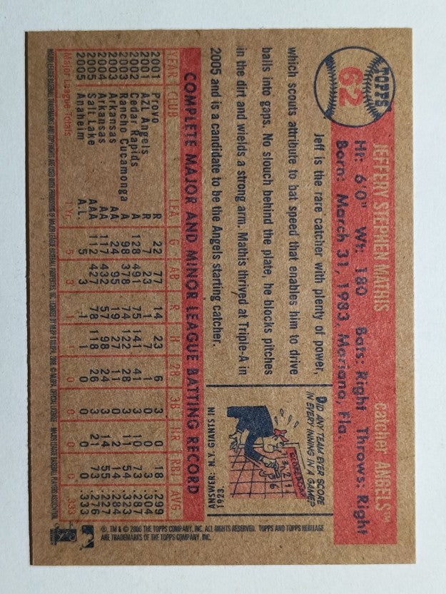 2006 Topps Heritage #62 Jeff Mathis