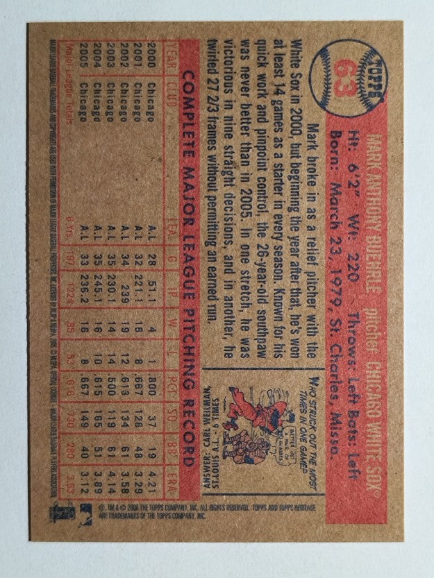 2006 Topps Heritage #63 Mark Buehrle