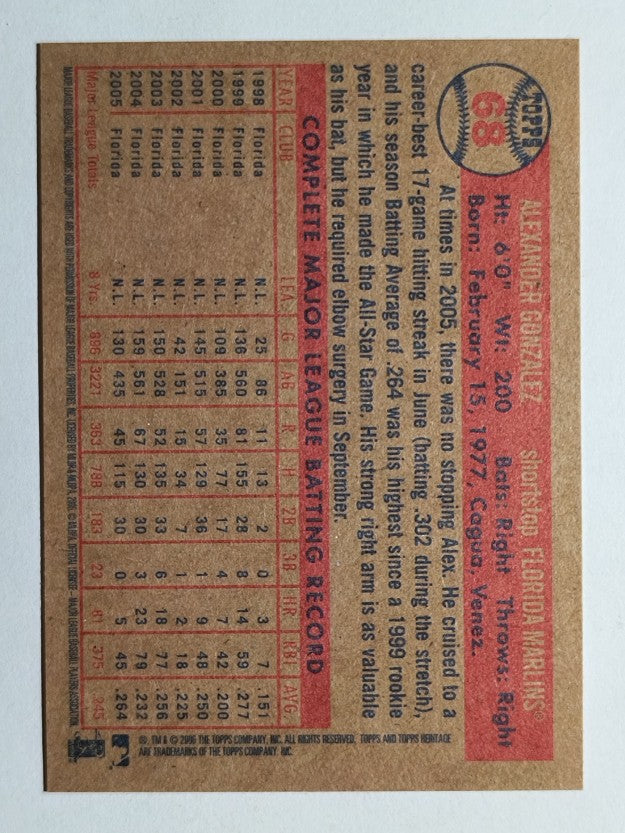 2006 Topps Heritage #68 Alex Gonzalez