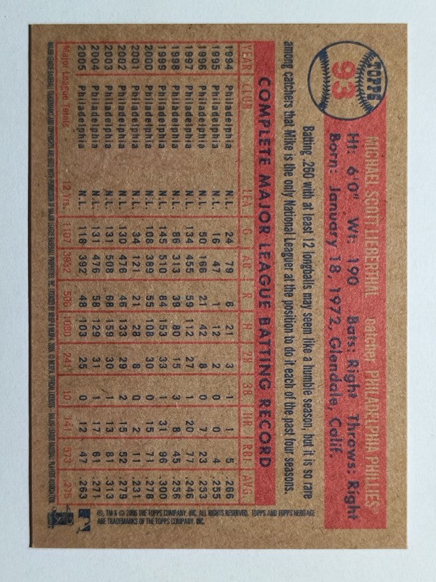 2006 Topps Heritage #93 Mike Lieberthal