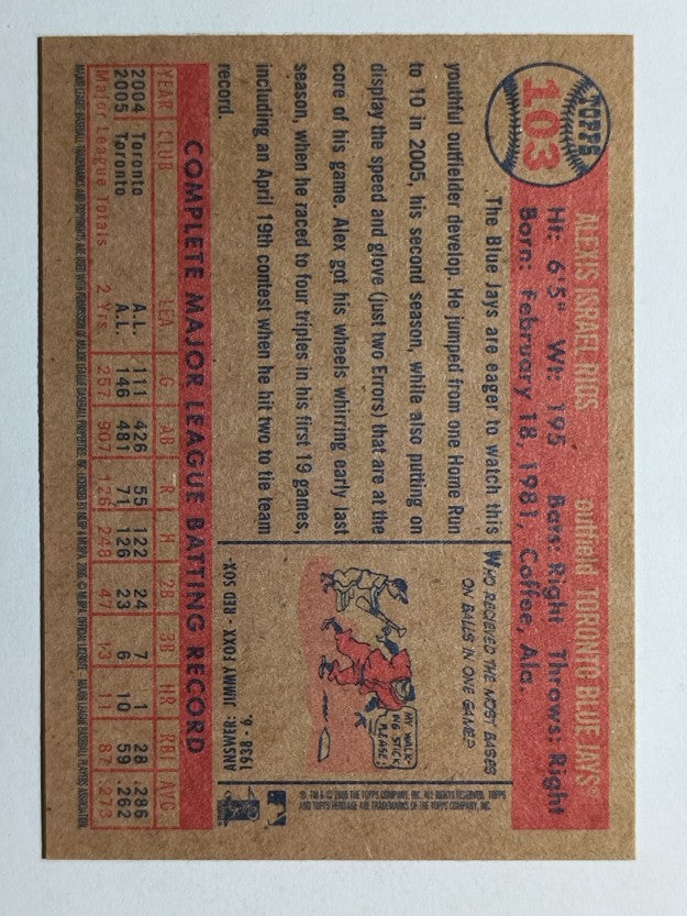 2006 Topps Heritage #103 Alex Rios
