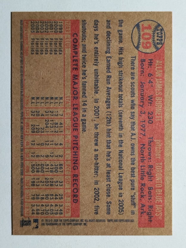 2006 Topps Heritage #109 A.J. Burnett