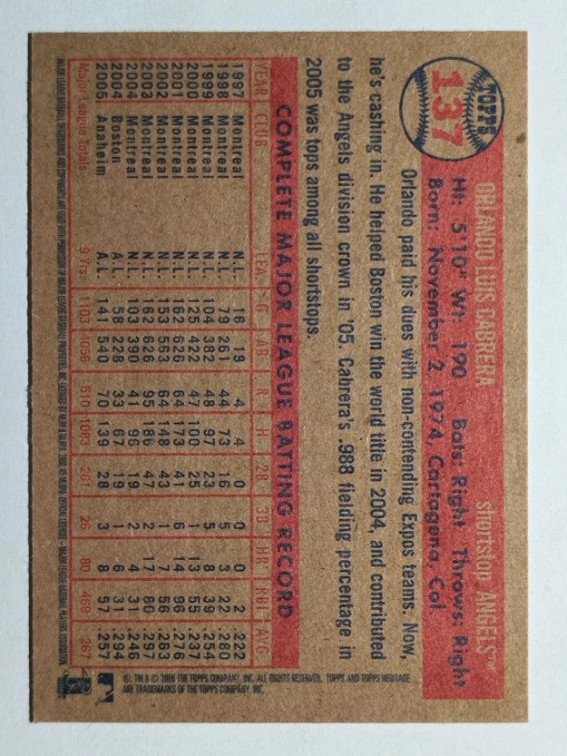 2006 Topps Heritage #137 Orlando Cabrera