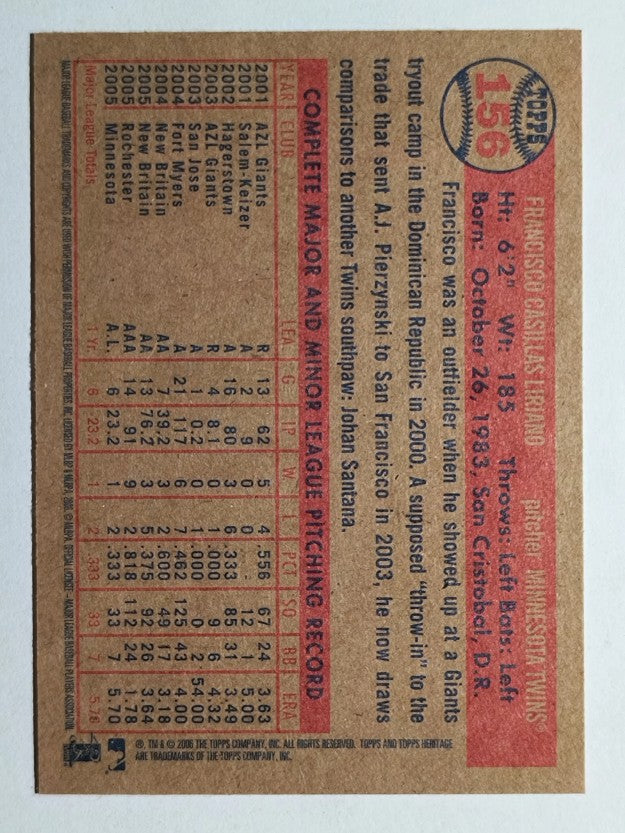 2006 Topps Heritage #156 Francisco Liriano