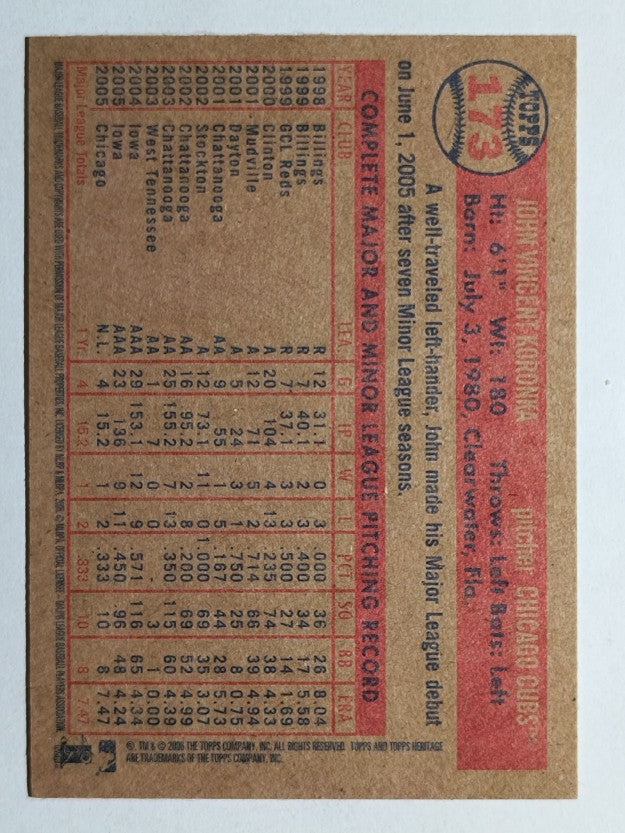 2006 Topps Heritage #173 John Koronka