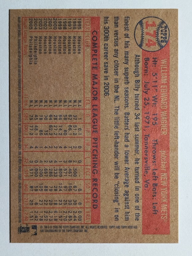 2006 Topps Heritage #174 Billy Wagner