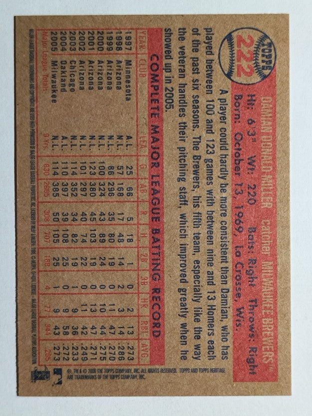 2006 Topps Heritage #222 Damian Miller
