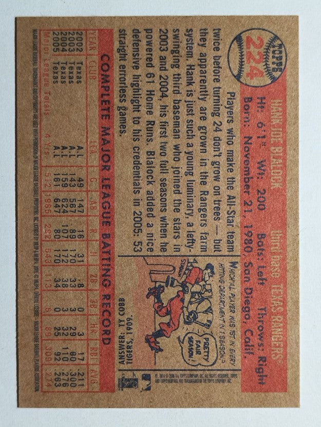 2006 Topps Heritage #224 Hank Blalock