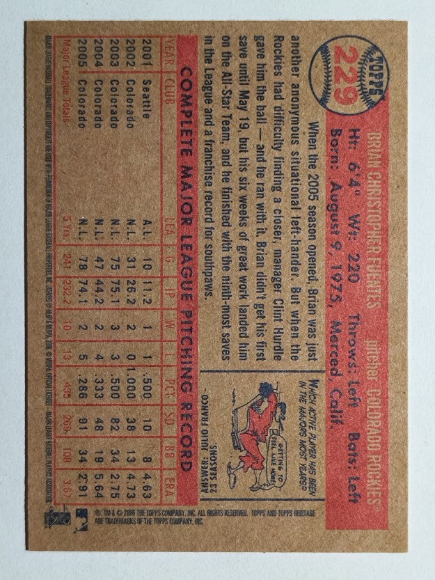 2006 Topps Heritage #229 Brian Fuentes