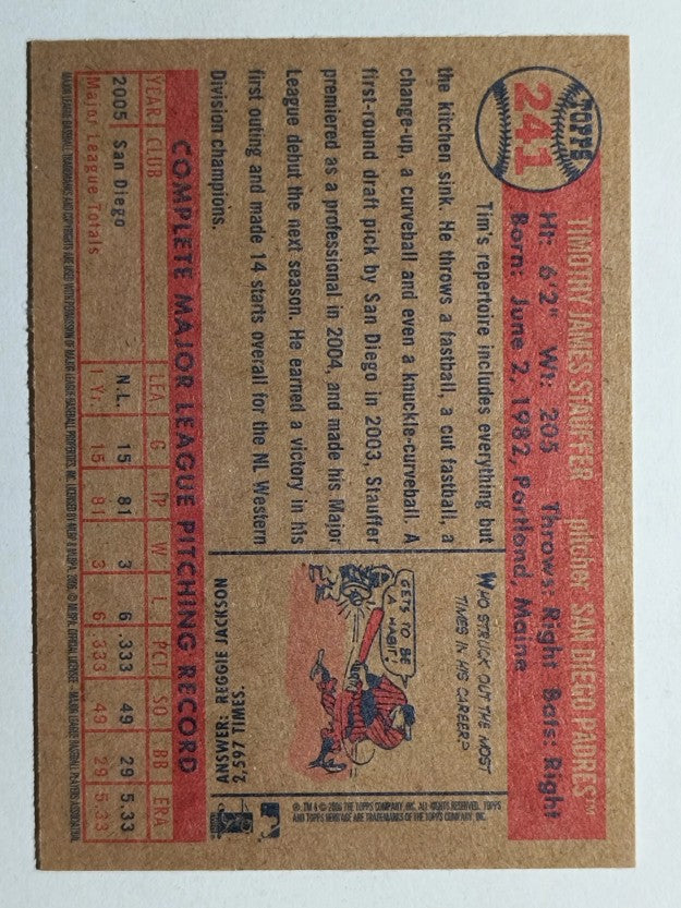 2006 Topps Heritage #241 Tim Stauffer