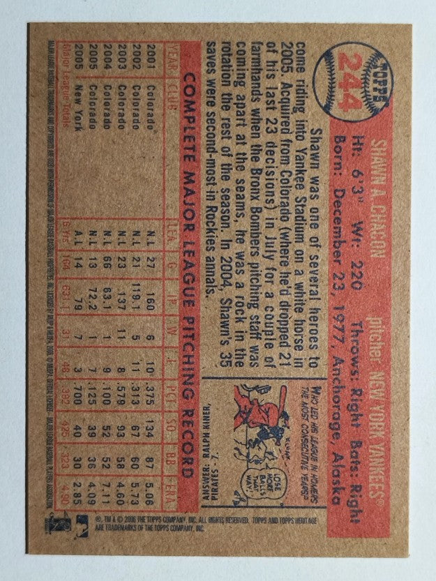 2006 Topps Heritage #244 Shawn Chacon