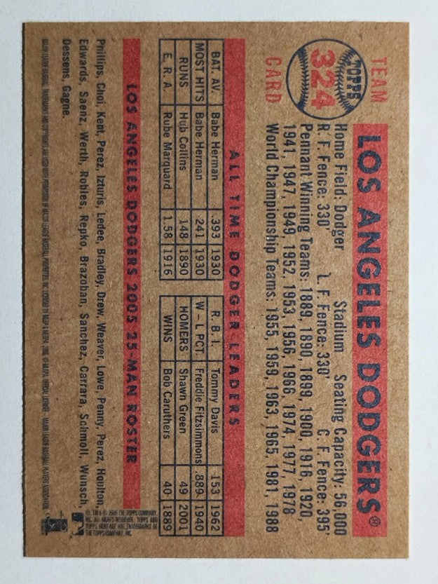 2006 Topps Heritage #324 Los Angeles Dodgers TC