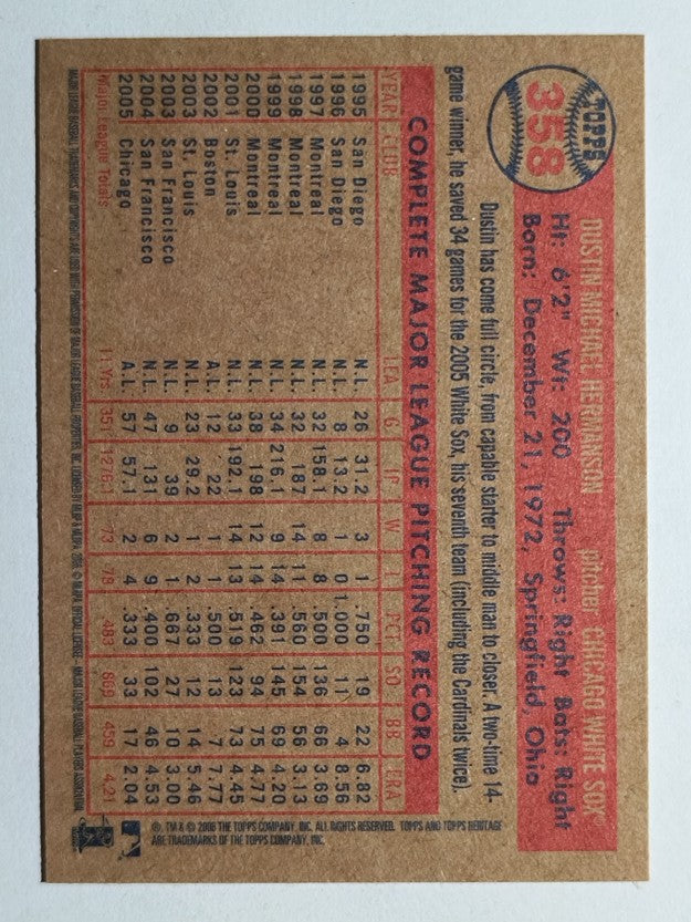 2006 Topps Heritage #358 Dustin Hermanson