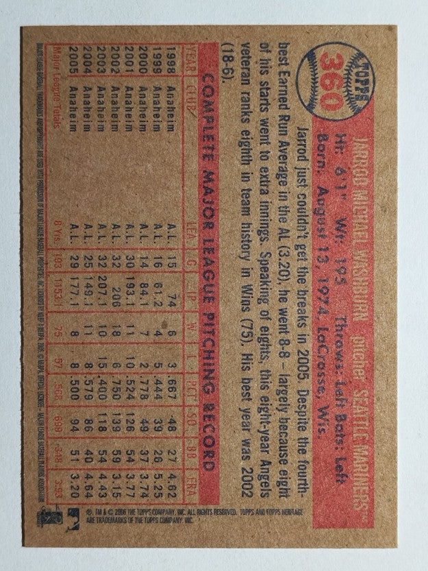 2006 Topps Heritage #360 Jarrod Washburn
