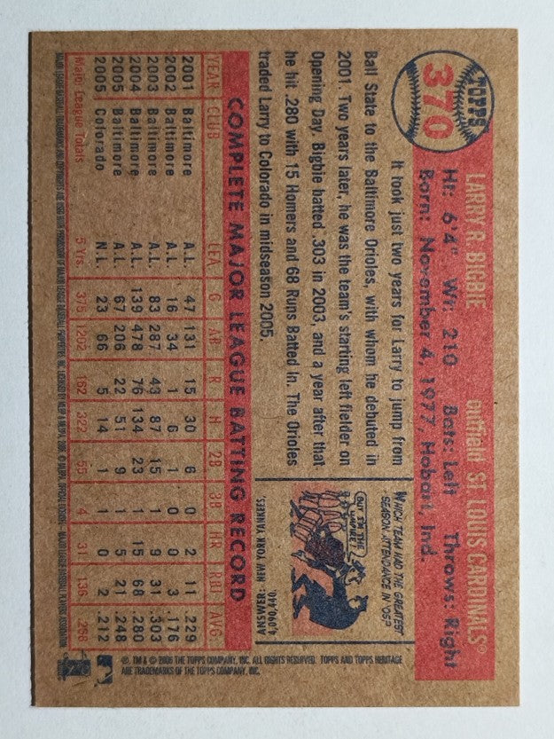 2006 Topps Heritage #370 Larry Bigbie