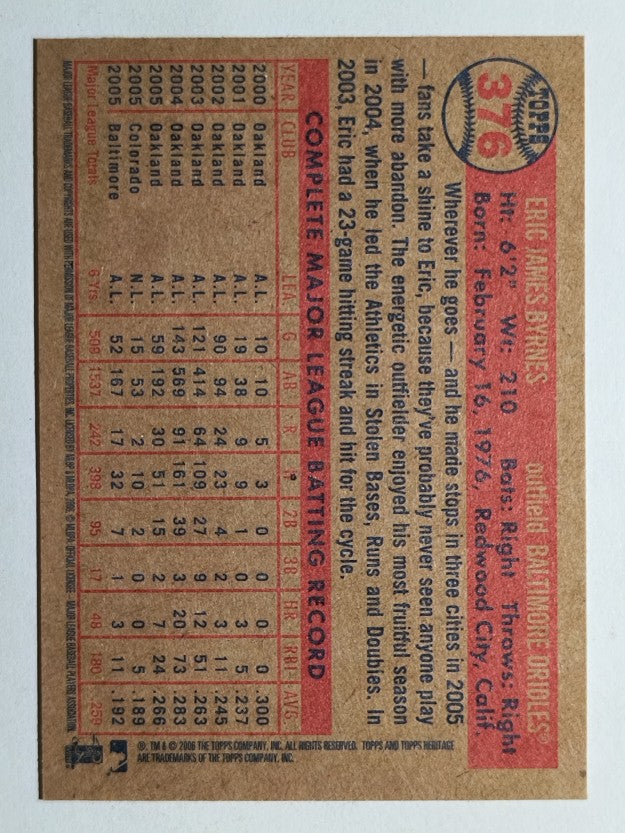 2006 Topps Heritage #376 Eric Byrnes
